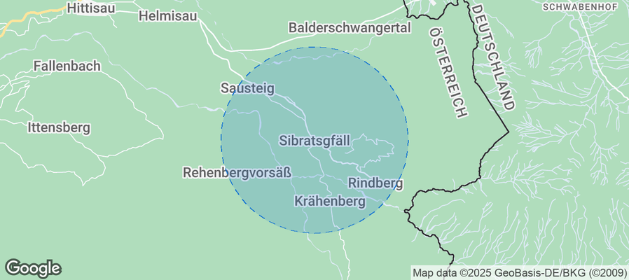 Map of Airbnb listings in Sibratsgfäll