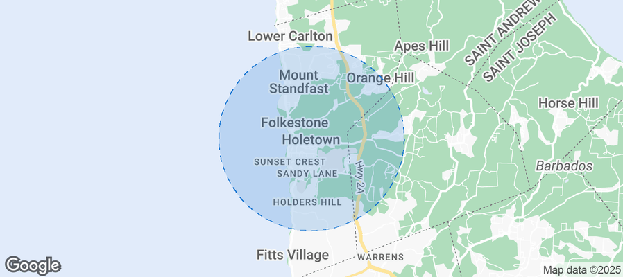 Map of Airbnb listings in Holetown