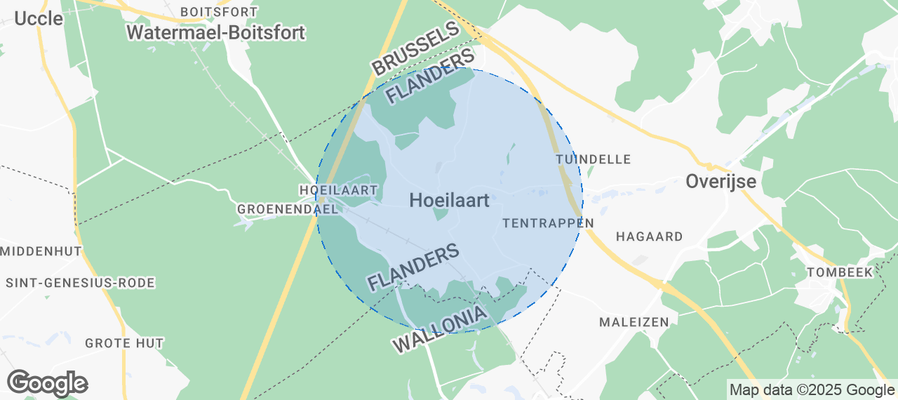 Map of Airbnb listings in Hoeilaart