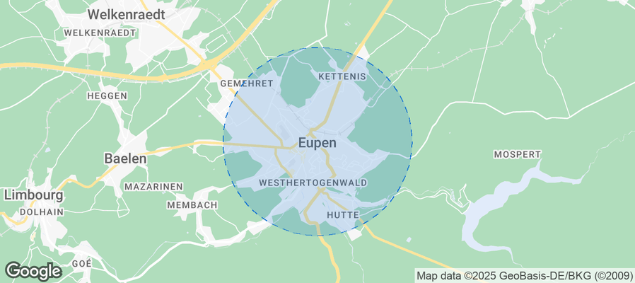 Map of Airbnb listings in Eupen