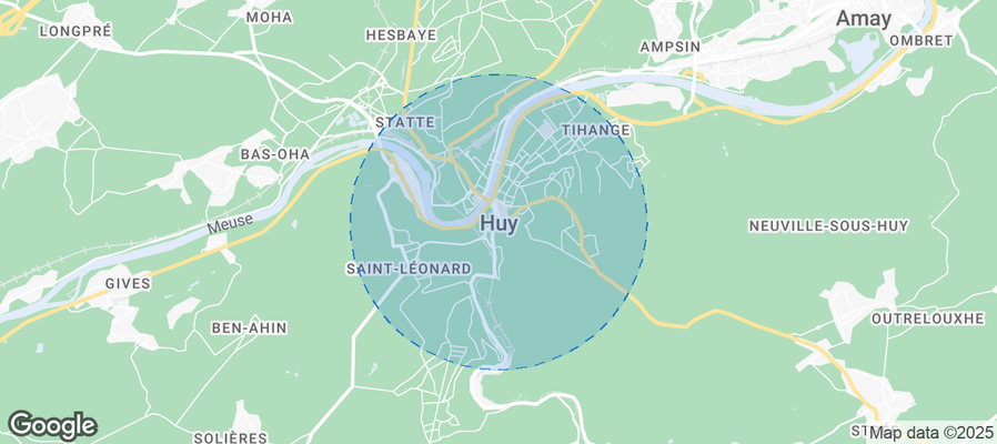 Map of Airbnb listings in Huy