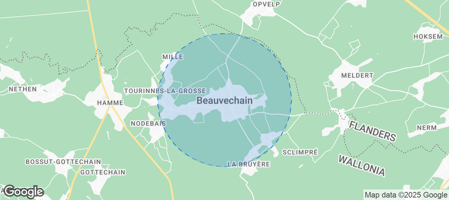 Map of Airbnb listings in Beauvechain