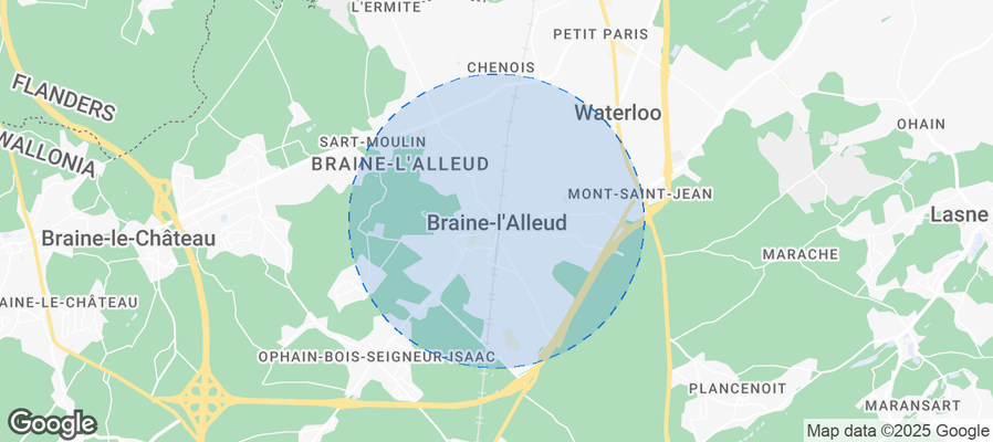 Map of Airbnb listings in Braine-l'Alleud