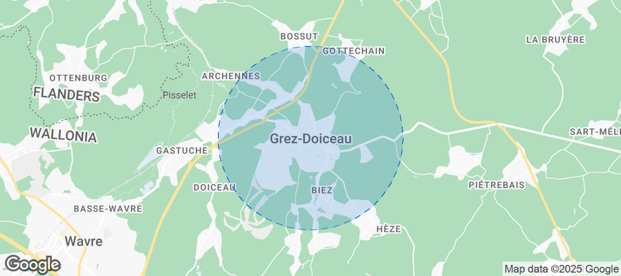Map of Airbnb listings in Grez-Doiceau
