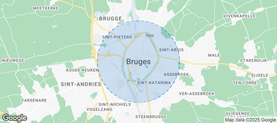 Map of Airbnb listings in Bruges