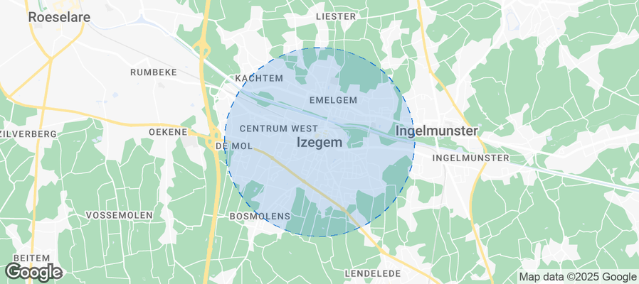 Map of Airbnb listings in Izegem