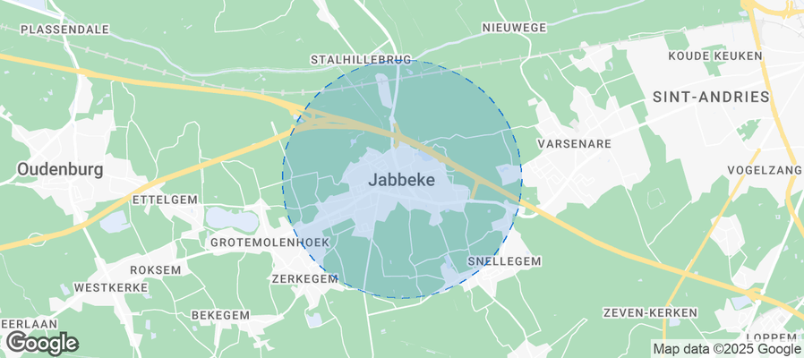 Map of Airbnb listings in Jabbeke