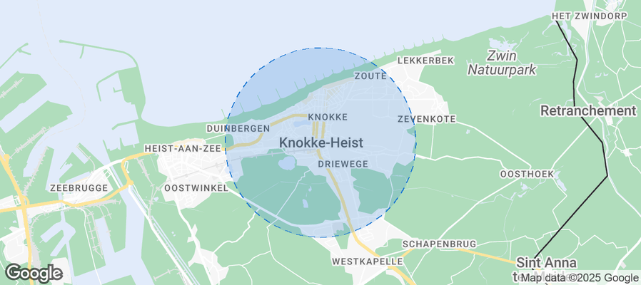 Map of Airbnb listings in Knokke-Heist