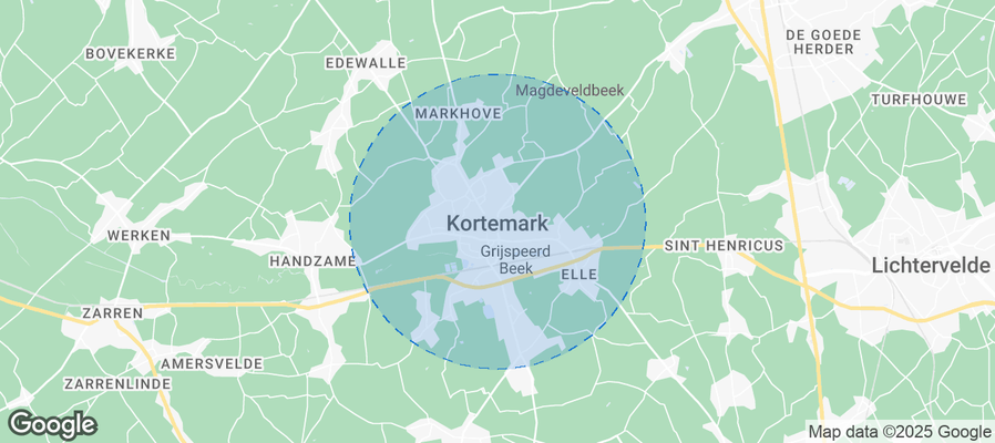 Map of Airbnb listings in Kortemark