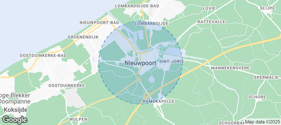 Map of Airbnb listings in Nieuwpoort