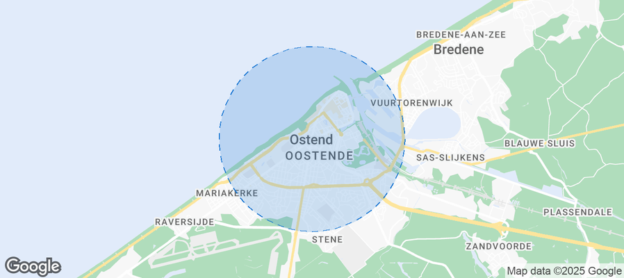Map of Airbnb listings in Ostend