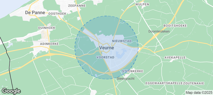Map of Airbnb listings in Veurne