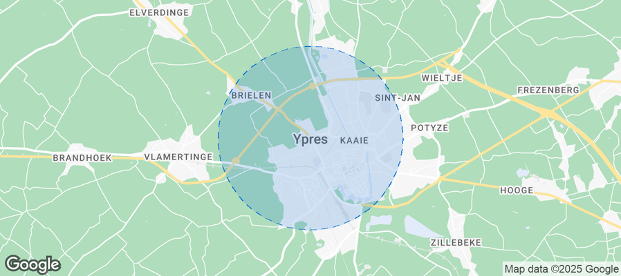 Map of Airbnb listings in Ypres