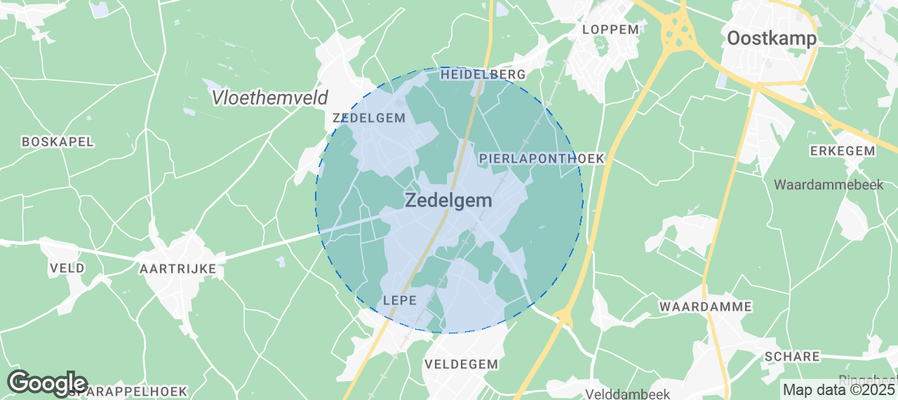 Map of Airbnb listings in Zedelgem