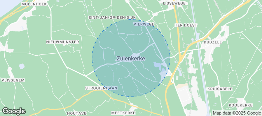 Map of Airbnb listings in Zuienkerke