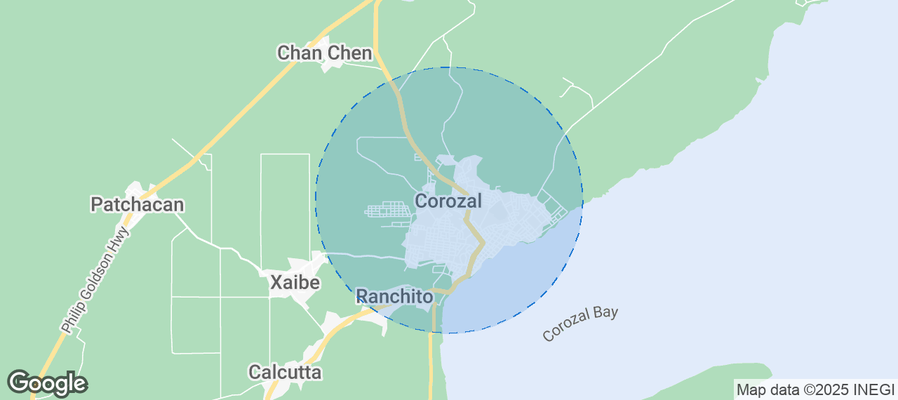 Map of Airbnb listings in Corozal Town