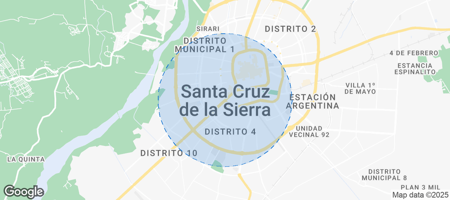Map of Airbnb listings in Santa Cruz de la Sierra