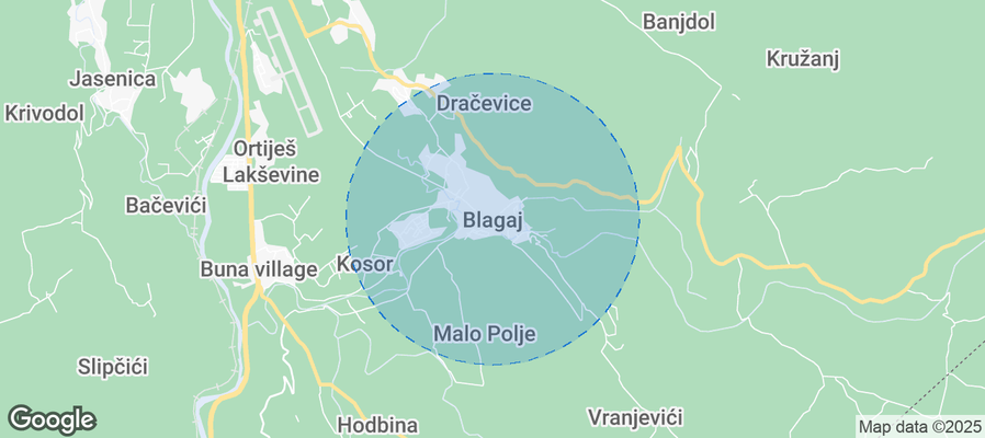 Map of Airbnb listings in Blagaj