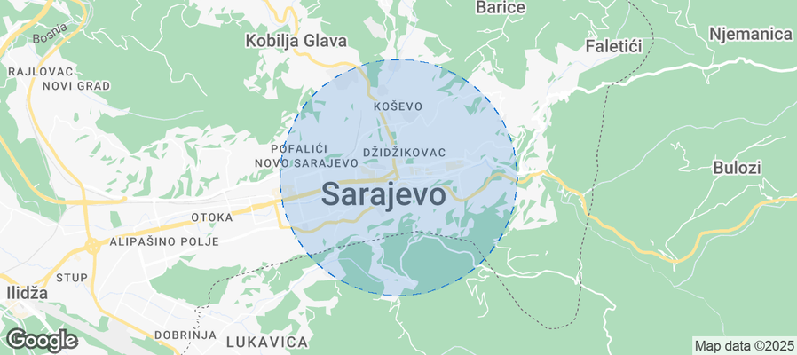 Map of Airbnb listings in City of Sarajevo
