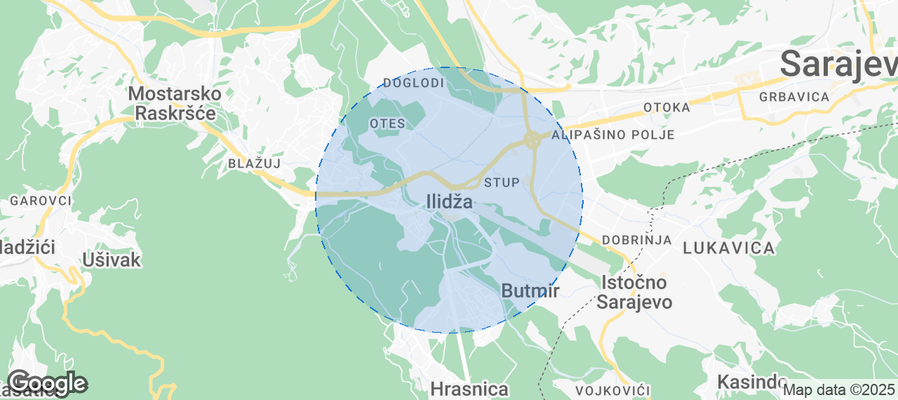 Map of Airbnb listings in Ilidža Municipality