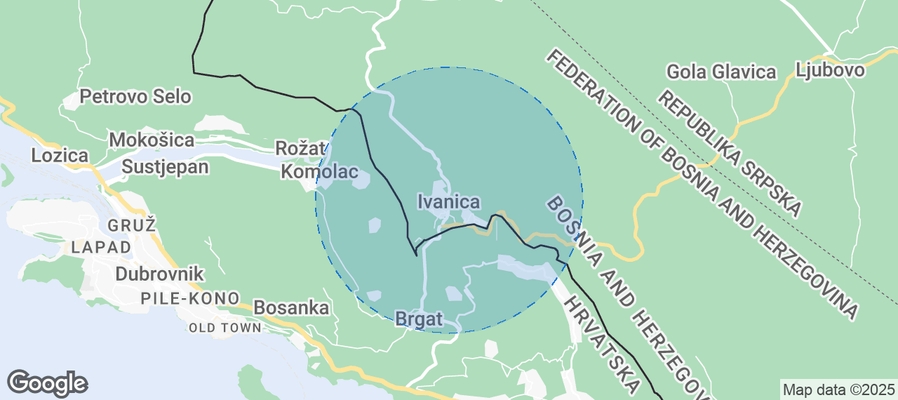 Map of Airbnb listings in Ivanica