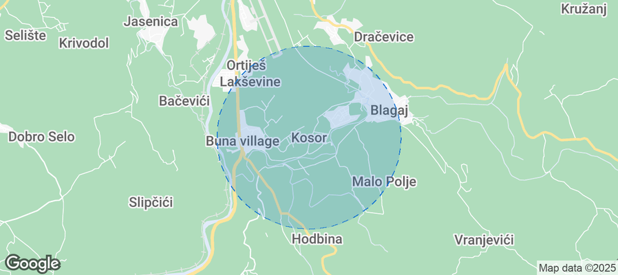 Map of Airbnb listings in Kosor