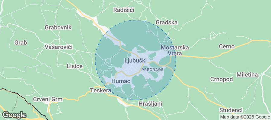 Map of Airbnb listings in Ljubuški