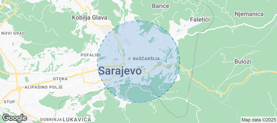 Map of Airbnb listings in Mjesna zajednica Trg oslobođenja-Centar