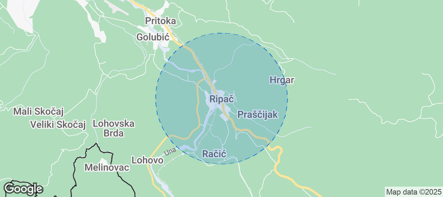 Map of Airbnb listings in Ripač