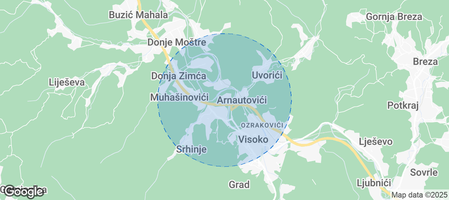Map of Airbnb listings in Topuzovo Polje