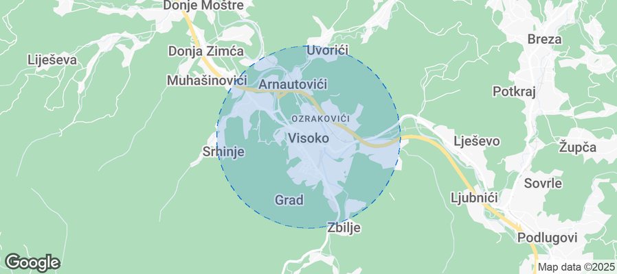 Map of Airbnb listings in Visoko