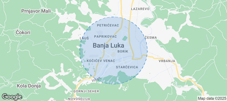 Map of Airbnb listings in Banja Luka