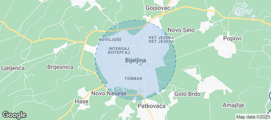 Map of Airbnb listings in Bijeljina