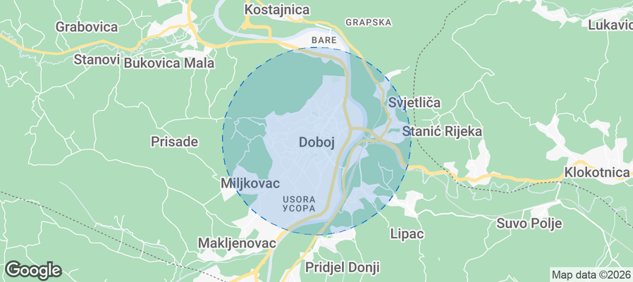 Map of Airbnb listings in Doboj