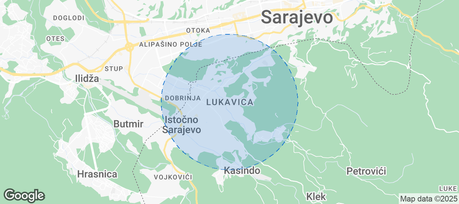 Map of Airbnb listings in Lukavica