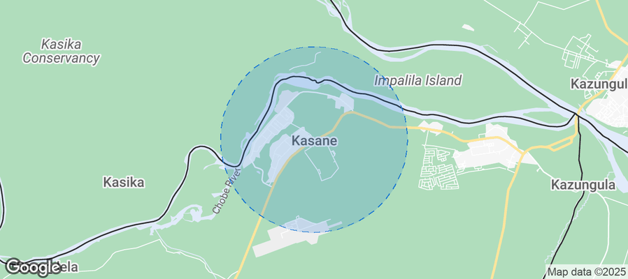 Map of Airbnb listings in Kasane