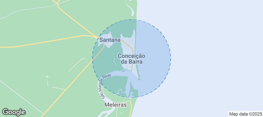 Map of Airbnb listings in Conceição da Barra