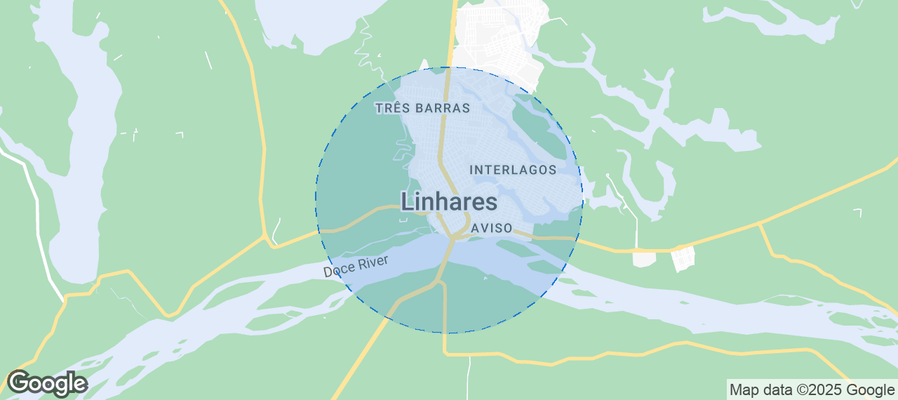 Map of Airbnb listings in Linhares