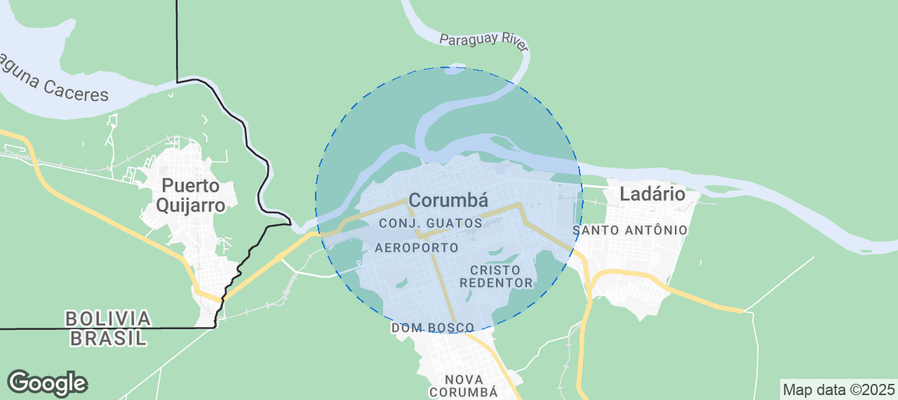Map of Airbnb listings in Corumbá
