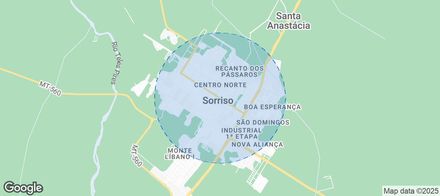 Map of Airbnb listings in Sorriso