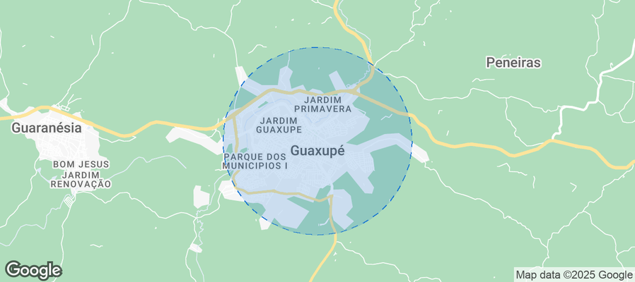 Map of Airbnb listings in Guaxupé