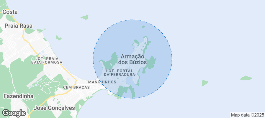 Map of Airbnb listings in Armação dos Búzios