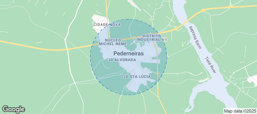 Map of Airbnb listings in Pederneiras