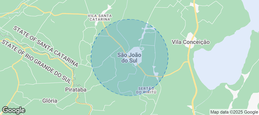 Map of Airbnb listings in São João do Sul