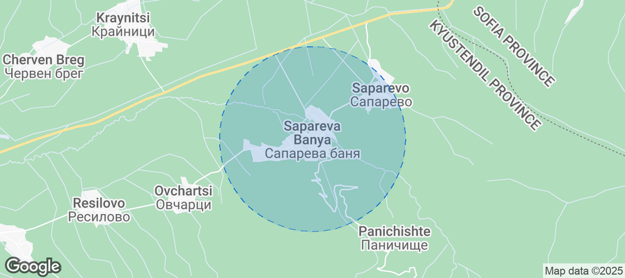 Map of Airbnb listings in Sapareva Banya