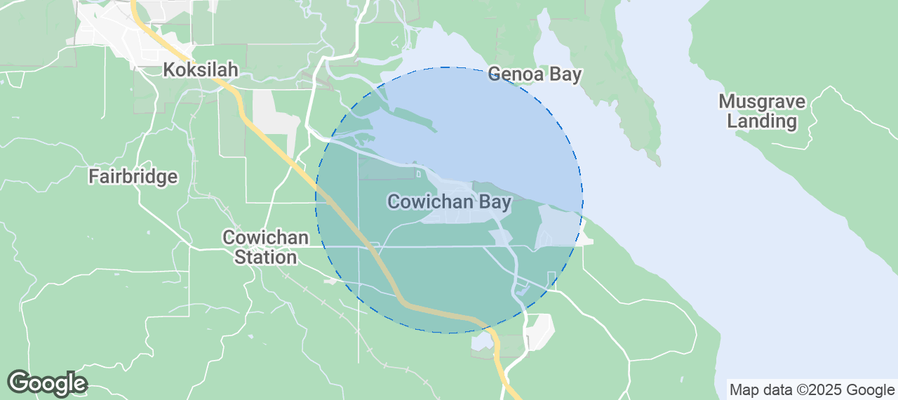 Map of Airbnb listings in Area D (Cowichan Bay)