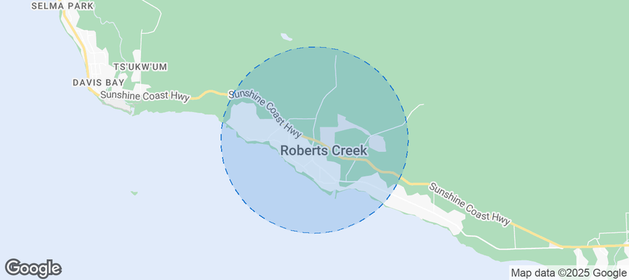 Map of Airbnb listings in Area D (Roberts Creek)