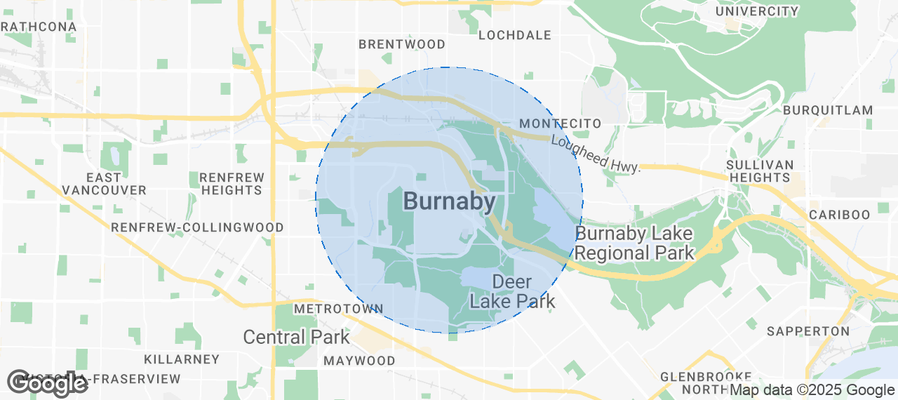 Map of Airbnb listings in Burnaby
