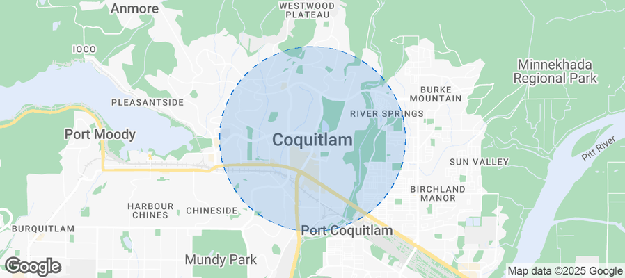 Map of Airbnb listings in Coquitlam