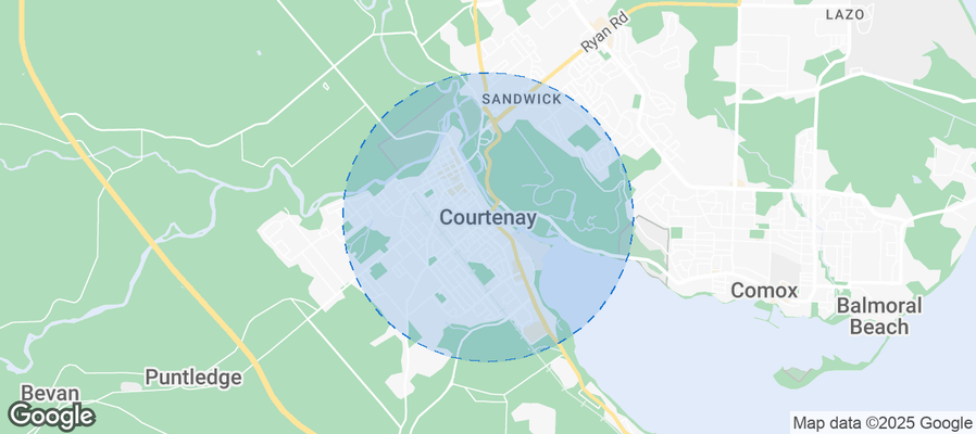Map of Airbnb listings in Courtenay